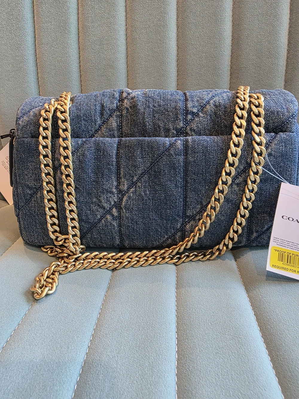 Coach Quilted Denim  Tabby 26 Shoulder Bag with Gold 'C' Hardware